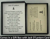 Your Jack O'Lantern Bell Pendant will be carefully packed in a gift box, with the story card in the lid. A silver elastic bow closes the box. 