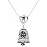 Handcrafted in Sterling Silver, the Seantel Bell Pendant is decorated with angels and hearts and the bail is an Angel with an inverted heart design for the clapper. It will remind you of your faith in God and his love for us.