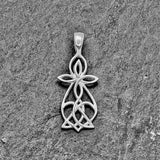 Hidden within this cross are many different symbols and meanings. Woven into the cross is a heart, emblematic of His love. A Celtic trefoil knot represents the Holy Trinity. Two infinity symbols form a flower, portraying rebirth and eternal life. There's an Ichthys, representing the faithful and many see an angel as well. How will this cross reveal itself to you?