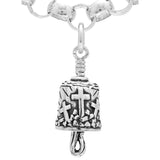 The sterling silver Amazing Grace Bell Charm features the three crosses of Calvary with the crown of thorns going around the top and the clapper is a Shepherd's hook.