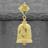 Handcrafted in 10 or 14K, this is one of our most intricately crafted bells. The Gold Nativity Bell Necklace features four delicately carved scenes honoring the Nativity.