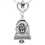 Handcrafted in Sterling Silver, the Seantel Bell Pendant is decorated with angels and hearts and the bail is an Angel with an inverted heart design for the clapper. It will remind you of your faith in God and his love for us.