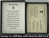 The Serenity Bell Pendant will be carefully packed in a black gift box, with the gift card in the lid. A silver elastic bow closes the box.