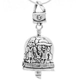 Handcrafted in Sterling Silver, the Sister Bell Pendant has "sisters are forever" inscribed on one side and sisters holding hands on the other side with a purse for a bail and a tube of lipstick for the clapper.