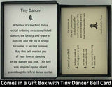 The Tiny Dancer Bell Pendant will be carefully packed in a black gift box, with the gift card in the lid. A silver elastic bow closes the box.