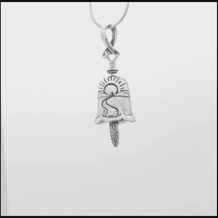 In this video you can see our handcrafted sterling silver Survivors Bell Pendant from all sides (360 view). 
