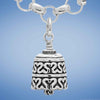 The Always and Forever Charm Bell is handcrafted in sterling silver. It is adorned with inter locking hearts around the bell body with an infinity symbol as the clapper.