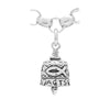 The ACTS charm bell is handcrafted in Sterling Silver with hearts and the word "ACTS" around the rim of the bell. The side of this bell is decorated with an ichthys fish. The clapper is shaped like a heart.
