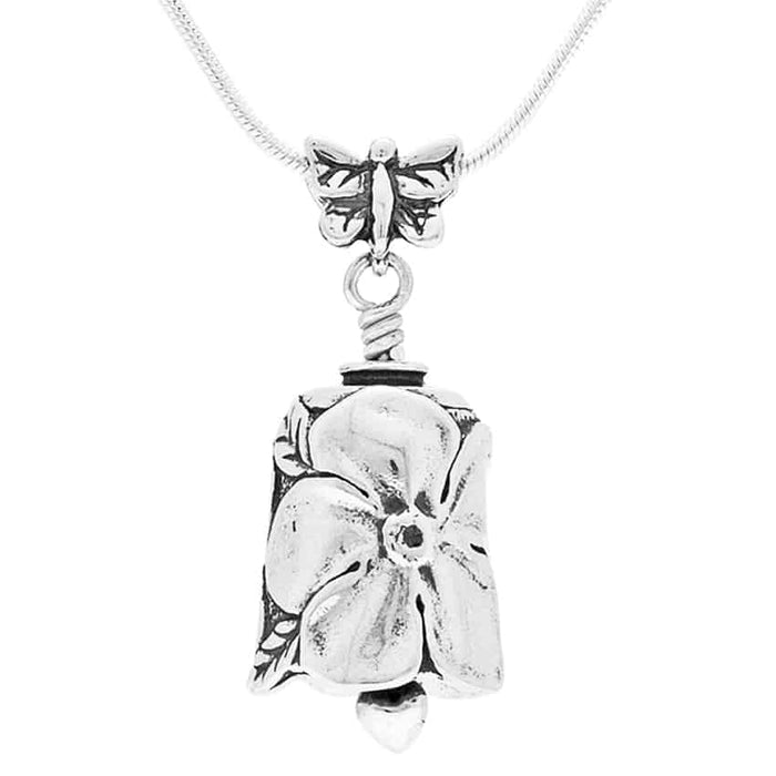 In this video you can see our handcrafted Sterling Silver Pendant, the Alzheimer’s Bell Pendant. This pendant has Forget Me Not flowers around the bell, a butterfly for the bail and a heart for the clapper.