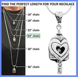 The Amore Bell necklace gift set comes with a 24 inch sterling silver necklace chain and silver polishing cloth.