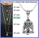 The Angel Bell necklace gift set comes with a 24 inch sterling silver necklace chain and silver polishing cloth.