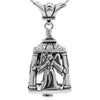 Handcrafted in Sterling Silver, your Angel Bell Necklace is adorned with angels on all four sides, two with open arms.