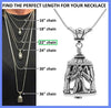 The Angel Bell necklace gift set comes with a 22 inch sterling silver necklace chain and silver polishing cloth.