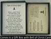 Your gold Bell of Christ pendant will come in a black gift box with a gift card.