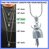 The Bellflower necklace gift set comes with a 22 inch sterling silver necklace chain and silver polishing cloth.