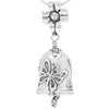 Handcrafted in Sterling Silver, this sterling silver Butterfly Bell Pendant is adorned with butterflies around the bell body, the bail is a flower with a caterpillar for the clapper.