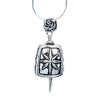 Handcrafted in sterling silver, the front and back of the Delta Kappa Gamma Journey Bell Pendant features a compass design with the needle of a compass for the clapper and a DKG rose for the bail. The sides feature the DKG logo.