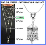 The Friend Bell necklace gift set comes with a 22 inch sterling silver necklace chain and silver polishing cloth.