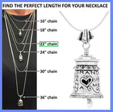 The Grandmother Bell necklace gift set comes with a 22 inch sterling silver necklace chain and silver polishing cloth.
