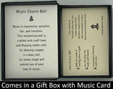 The Music Charm Bell will be carefully packed in a black gift box, with the story card in the lid. A silver elastic bow closes the box.