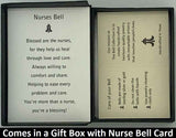 The Nurse Charm Bell will be carefully packed in a black gift box, with the story card in the lid. A silver elastic bow closes the box.