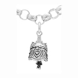 The sterling silver Nurse Charm Bell features a heart and a Caduceus and the clapper is a Stethoscope. 