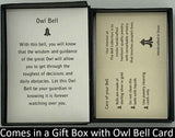 The Owl Bell Pendant will be carefully packed in a black gift box, with the story card in the lid. A silver elastic bow closes the box.