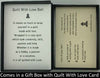 The Quilt With Love Bell Necklace Gift Set will be carefully packed in a black gift box, with the story card in the lid. A silver elastic bow closes the box.