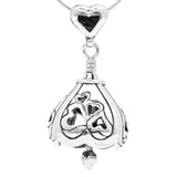 "I Love You Now, I'll Love You Forever." Handcrafted in Sterling Silver and shaped like a Hershey's Kiss, the heart design of this sterling silver You Are Loved Bell Pendant is both beautiful and captivating with cut out hearts adorning its sides and cupid’s arrow as the clapper.