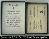 Your All Sewn Up Bell Pendant will come enclosed in a black gift box with this gift card. Handcrafted in Sterling Silver, the All Sewn Up Bell Pendant features a quilt pattern wrapped around the bell and a button rim, the bail is a sewing machine, and the clapper is a pair of scissors.