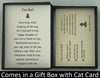 The Cat Charm Bell will be carefully packed in a black gift box, with the gift card in the lid. A silver elastic bow closes the box.