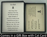 The Cat Charm Bell will be carefully packed in a black gift box, with the gift card in the lid. A silver elastic bow closes the box.
