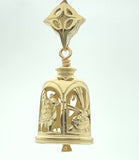 Handcrafted in 10 or 14K, this is one of our most intricately crafted bells. The Gold Nativity Bell Necklace features four delicately carved scenes honoring the Nativity.