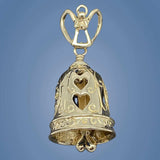 Handcrafted in 10 or 14K, the Seantel Bell Pendant is decorated with angels and hearts and the bail is an Angel with an inverted heart design for the clapper. It will remind you of your faith in God and his love for us.