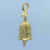 Handcrafted in 10 or 14K, the dove of peace appears on the side of the Survivors Bell Pendant. A ribbon forms the bail and a feather the clapper of this unique gold bell.