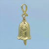 Handcrafted in 10 or 14K, a sunrise is depicted on the side of the Survivors Bell Pendant. A ribbon forms the bail and a feather the clapper of this unique gold bell pendant.