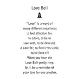 Your Gold Love Bell will come in a black gift box with this gift card. Featuring a prominent heart design with scroll work accents, this handcrafted gold Love Bell Pendant makes a bold statement about the one you love.