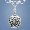 Handcrafted in Sterling Silver, the Butterfly Charm Bell is shaped like a butterfly with a caterpillar for the bell's clapper.